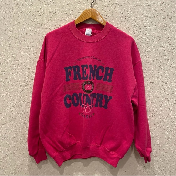 Vintage Other - Vintage 90's French Country Wine Jerzees Crewneck Sweater Sweatshirt Made USA XL
